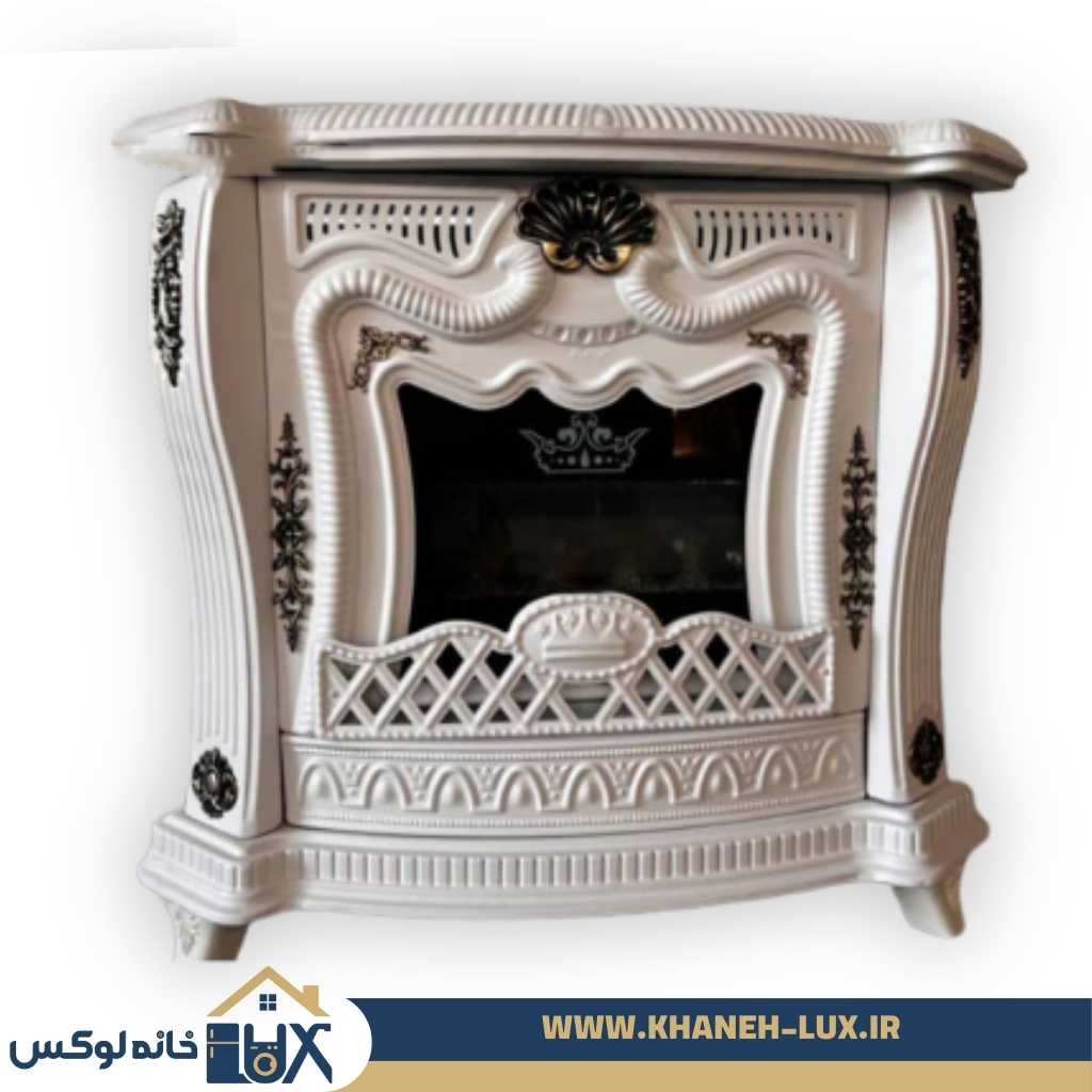 بخاری گازی شومینه ای جنرال 36000 طرح درسا سفید